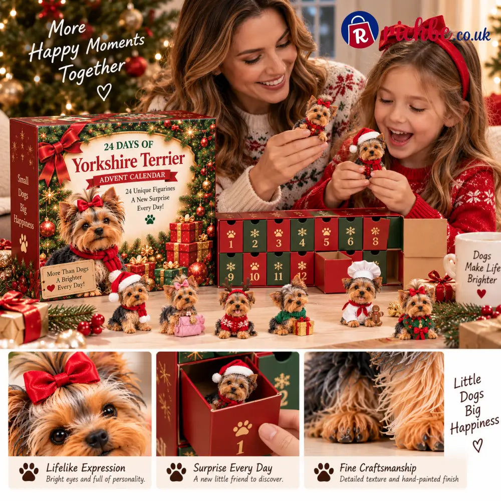 24 Days of Yorkshire Terrier – 24 Unique Yorkie Figurines | Christmas Collectible Gift Set