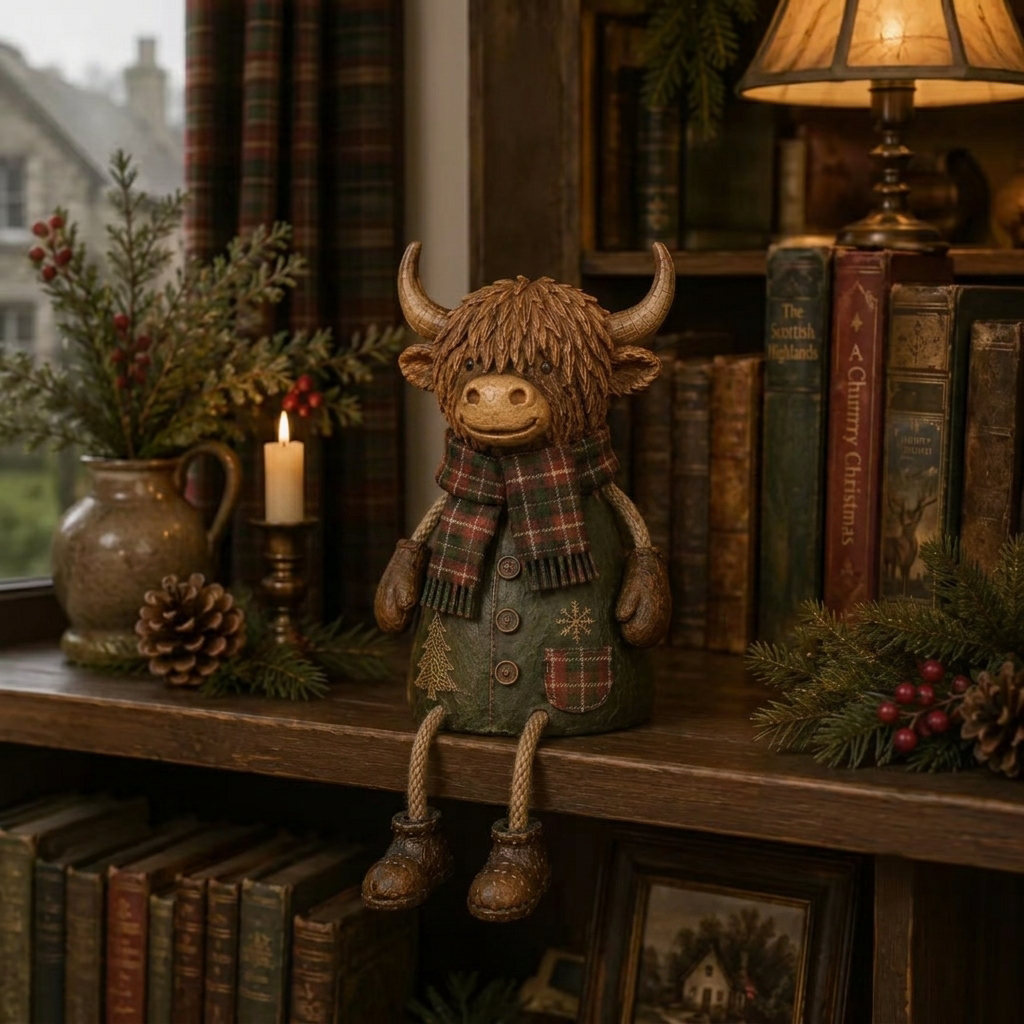 🏡Vintage Christmas Highland Cow Ornament