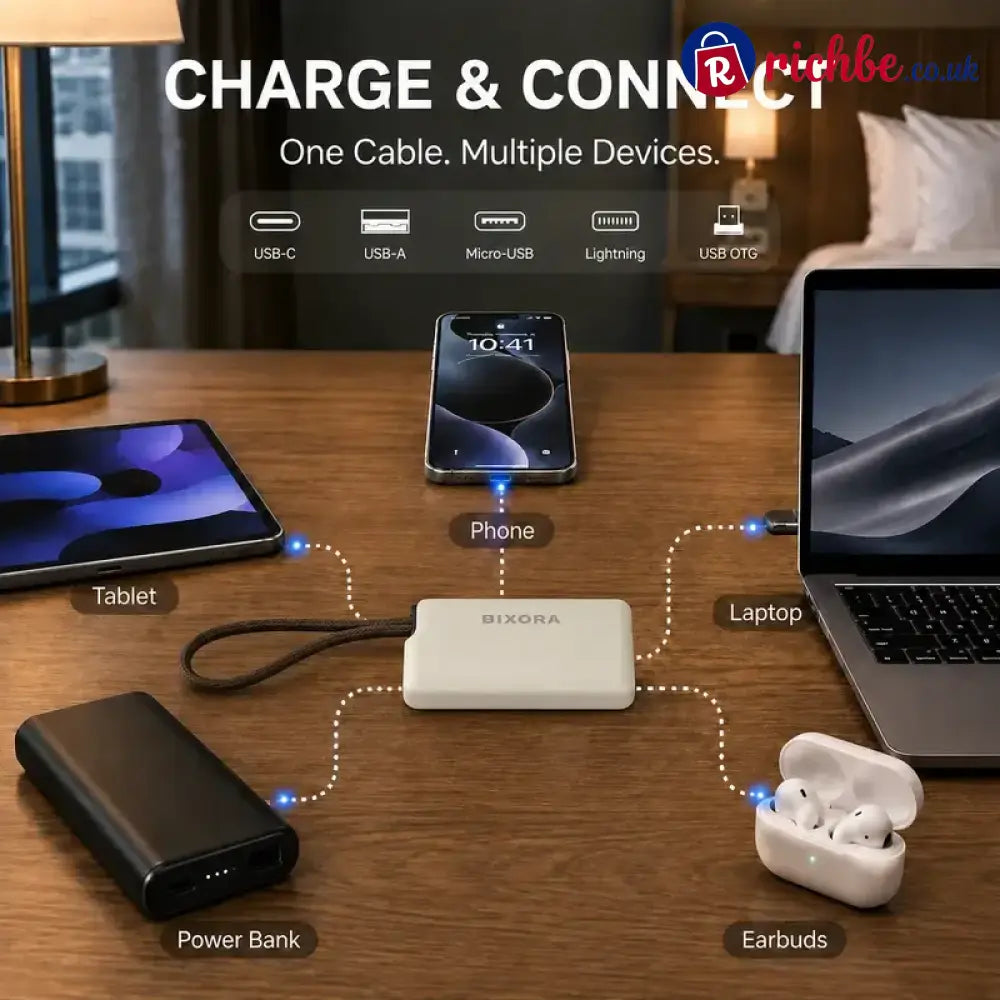 🧳 240W Pocket All-in-One Travel Tech Kit – USB-C Cable Multi-Adapters 480Mbps Data Sync SIM/TF Storage & Phone Stand 🛫✨