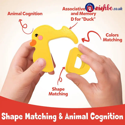 🔤 26-Piece Wooden Letter & Animal Matching Toy – Hands-On Alphabet Mastery Vibrant Animal Illustrations & Child-Safe