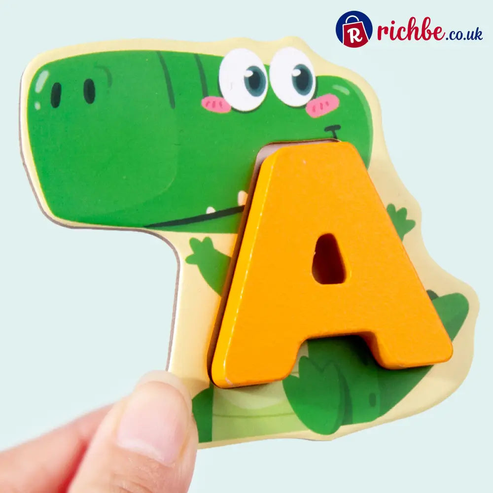 🔤 26-Piece Wooden Letter & Animal Matching Toy – Hands-On Alphabet Mastery Vibrant Animal Illustrations & Child-Safe