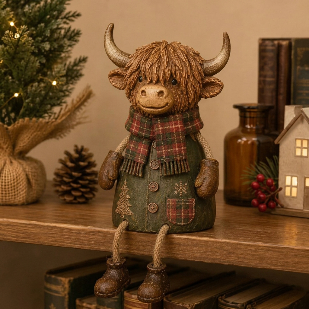 🏡Vintage Christmas Highland Cow Ornament