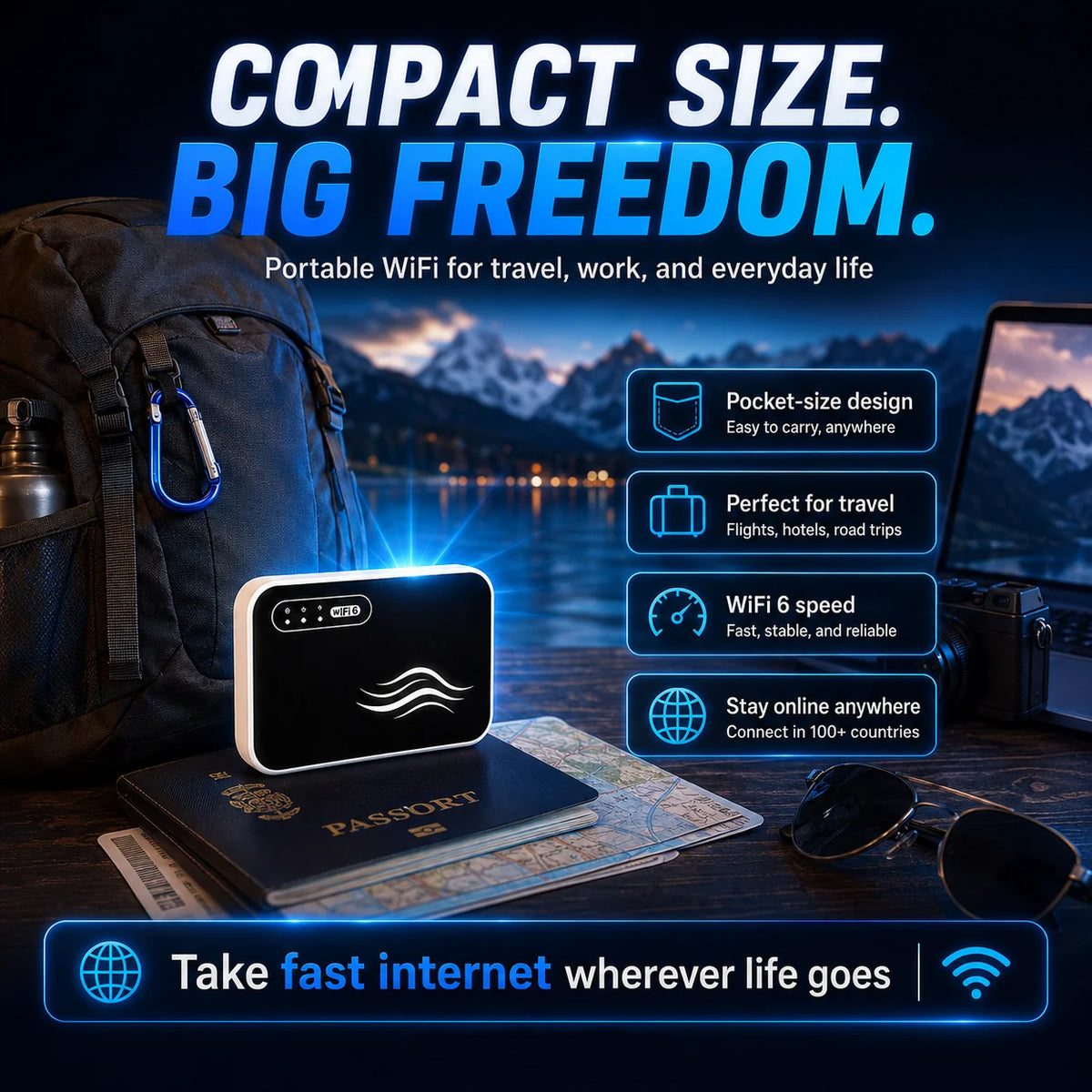 📶 Stay Connected Anywhere – Pocket‑sized WiFi for Travel, Work & Daily Life.