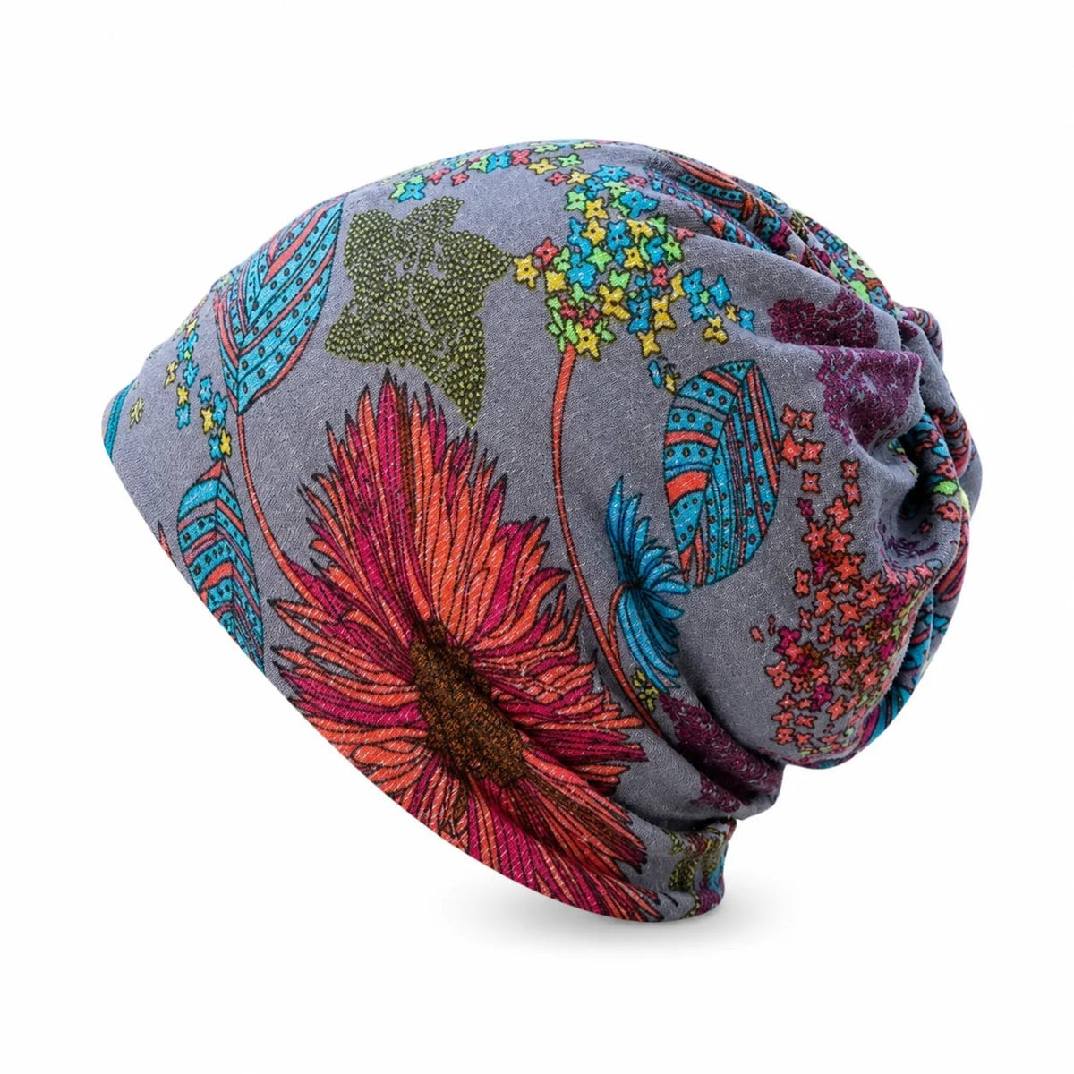 🔥HOT SALE🔥Boho Floral Slouchy Beanie for Women Lightweight Soft Stretchy Hat