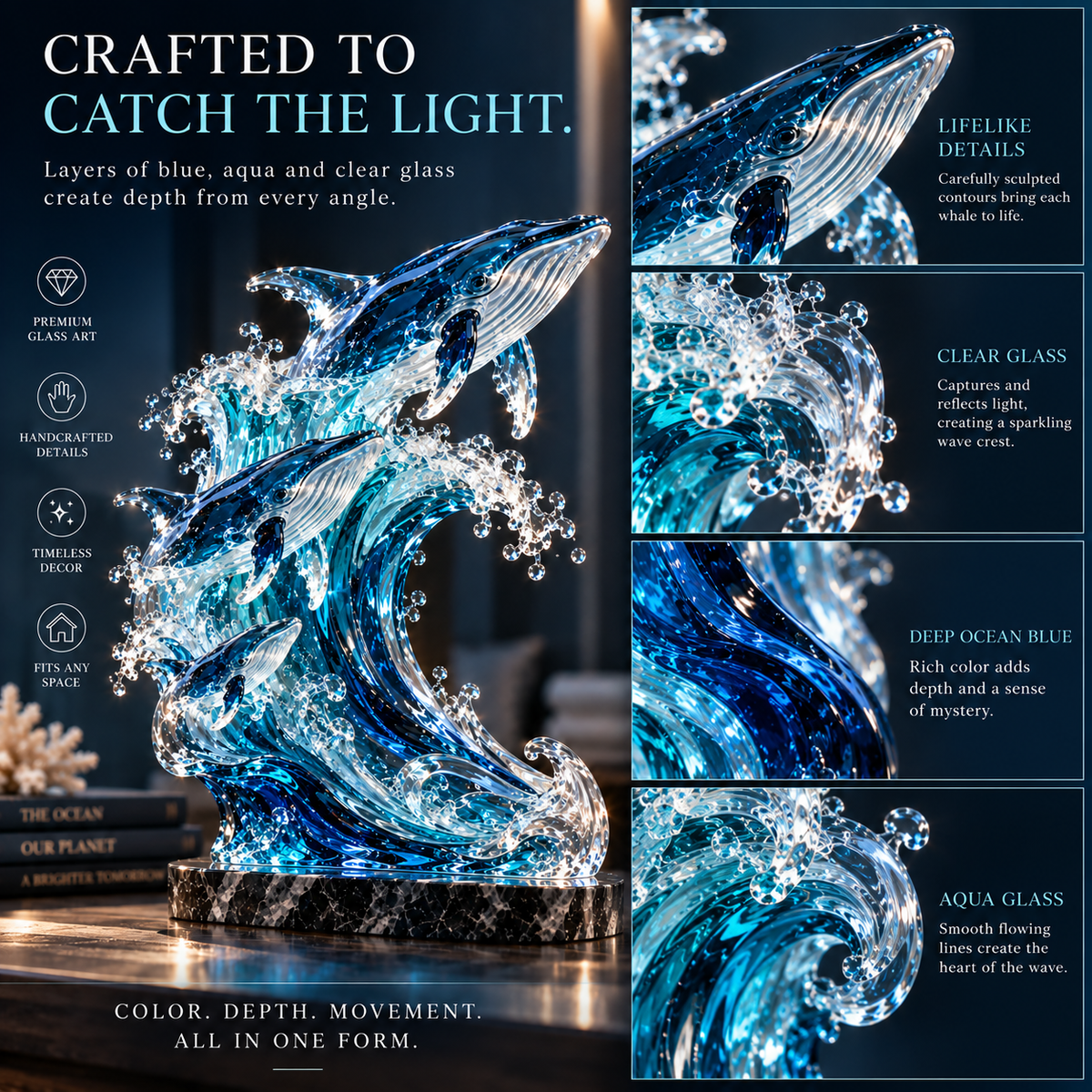 🐋 Becoming Ocean – Three Whales Rising from the Wave Sculpture