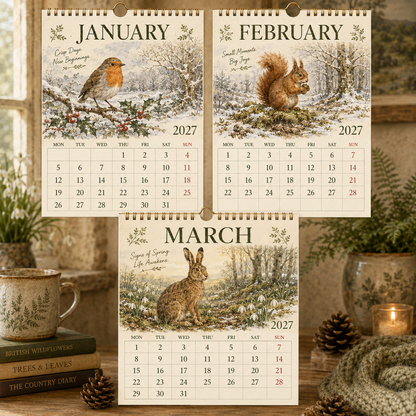 🦊2027 British Woodland Calendar｜A4 Hanging Calendar