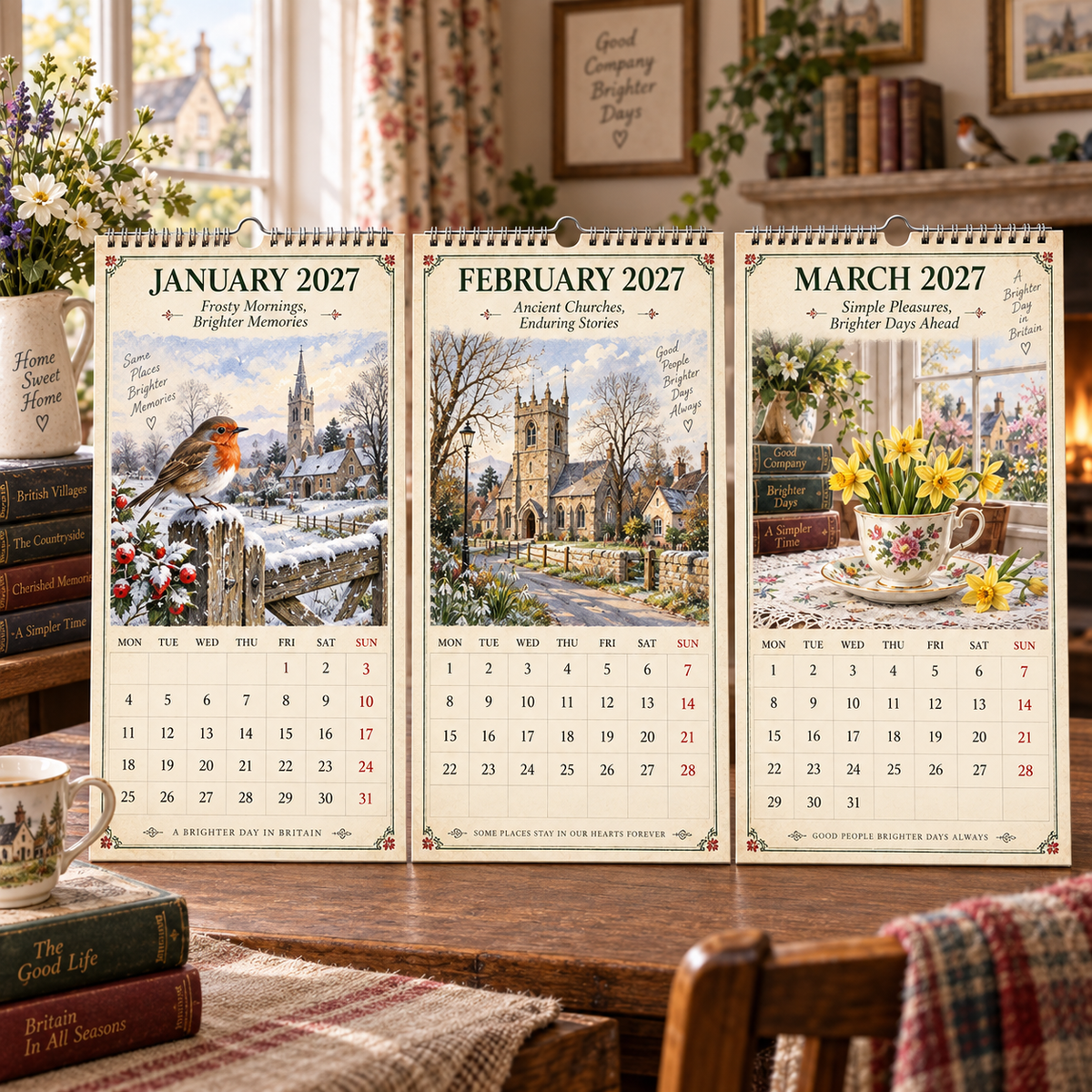 🗝️✨A Year of British Nostalgia — 2027 A4 Wall Calendar