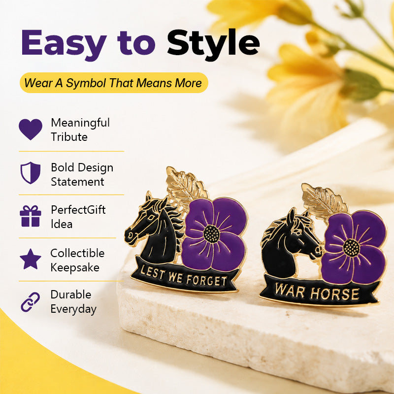 🌺🐎 Bold & Symbolic — Purple Poppy Horse Memorial Brooch