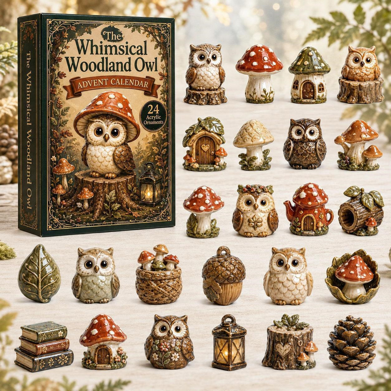 CHRISTMAS KICKOFF 49% OFF - Whimsical Owls Advent Calendar 2026 - 24-Day Festive Countdown, Acrylic Charms Blind Box - Gift For Animal Lovers