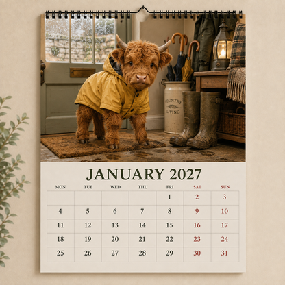 2027 Highland Cows Seasons Calendar🐮