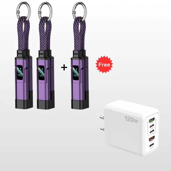 🔥Limited Time SALE 40% OFF🔥4-in-1 Digital Display Keychain Charging Cable