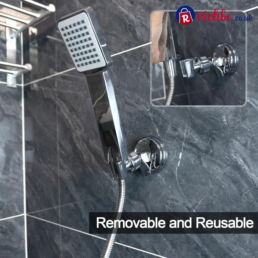 2pcs Adjustable Shower Head Holders Removable Suction Cup Shower Head Bracket No Drill Shower Head Bracket