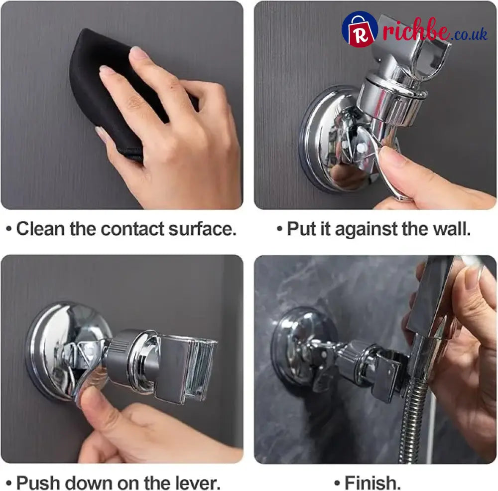 2pcs Adjustable Shower Head Holders Removable Suction Cup Shower Head Bracket No Drill Shower Head Bracket