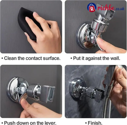 2pcs Adjustable Shower Head Holders Removable Suction Cup Shower Head Bracket No Drill Shower Head Bracket