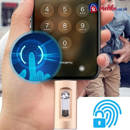 ✨3-in-1 High-Capacity USB Drive with Fingerprint Security（for iPhone）