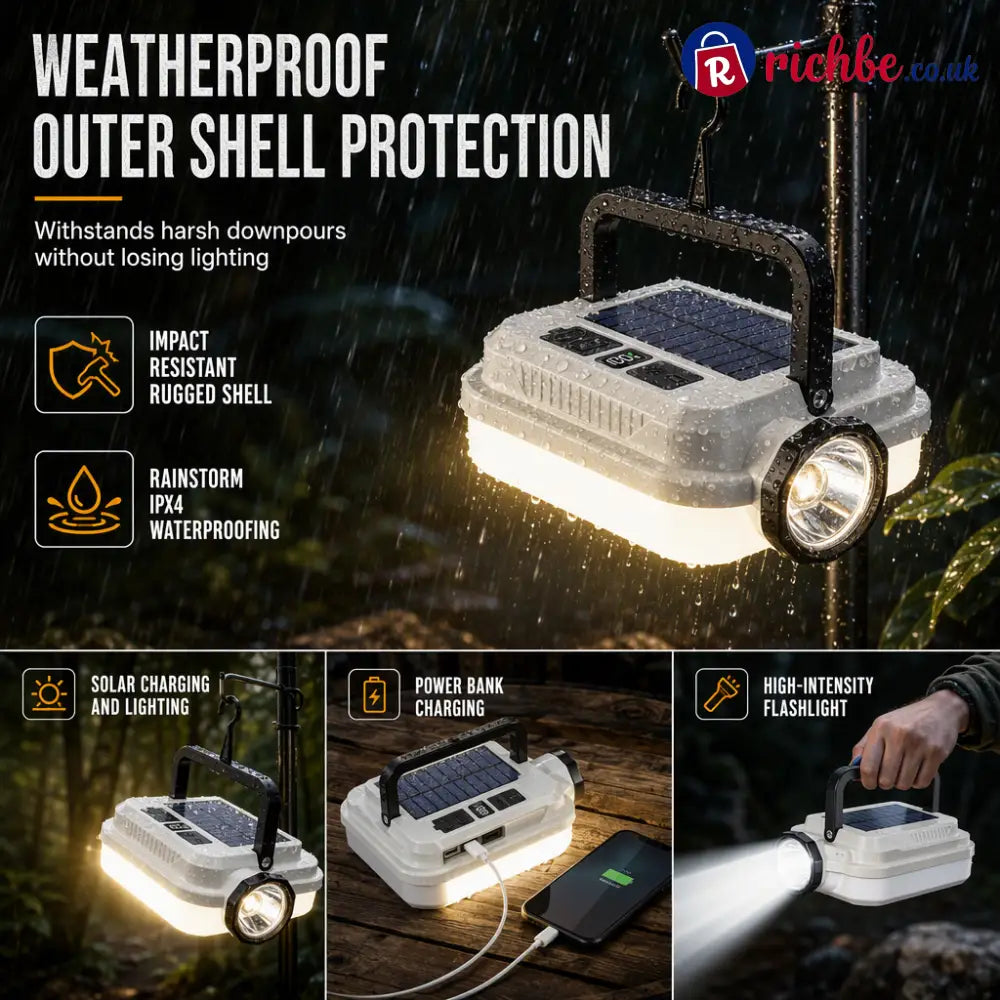 🏕️ 3-in-1 Solar Camping Lantern – Dual Light & Emergency Power Bank - White - Tools & Gadgets