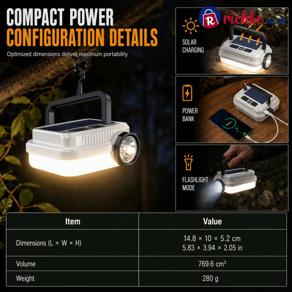 🏕️ 3-in-1 Solar Camping Lantern – Dual Light & Emergency Power Bank - White - Tools & Gadgets