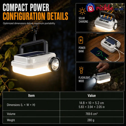 🏕️ 3-in-1 Solar Camping Lantern – Dual Light & Emergency Power Bank - White - Tools & Gadgets