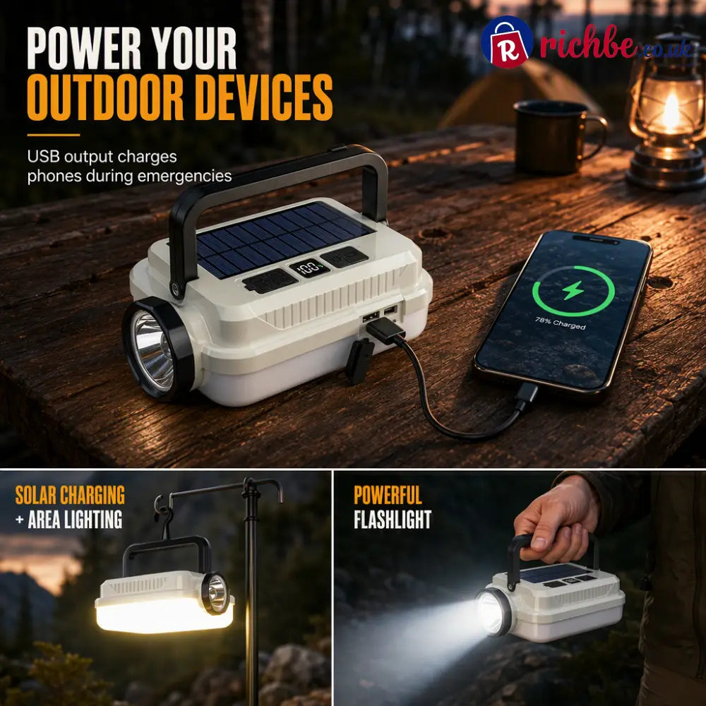 🏕️ 3-in-1 Solar Camping Lantern – Dual Light & Emergency Power Bank - White - Tools & Gadgets