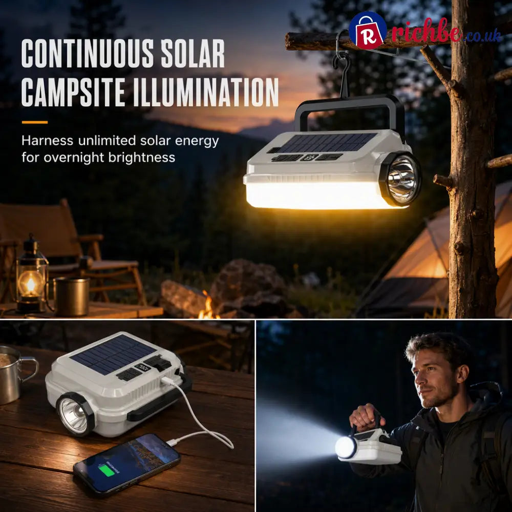 🏕️ 3-in-1 Solar Camping Lantern – Dual Light & Emergency Power Bank - White - Tools & Gadgets