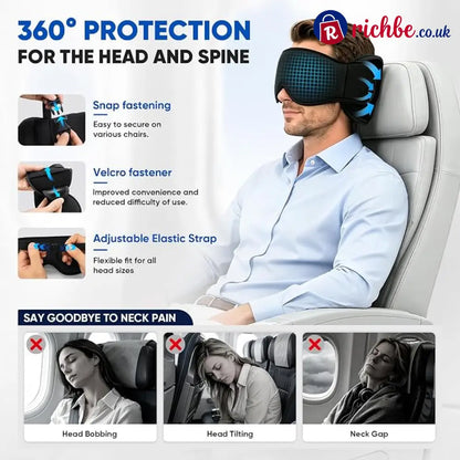3-in-1 Travel Pillow with Eye Mask – Neck Support for Airplane Car & Train