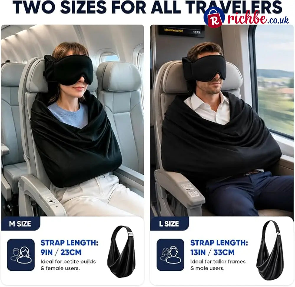 3-in-1 Travel Pillow with Eye Mask – Neck Support for Airplane Car & Train