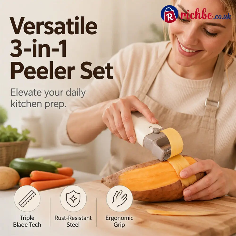 3-in-1 Vegetable Peeler and Grater with 420 Stainless Steel Blades - Buy 1 - Tools & Gadgets