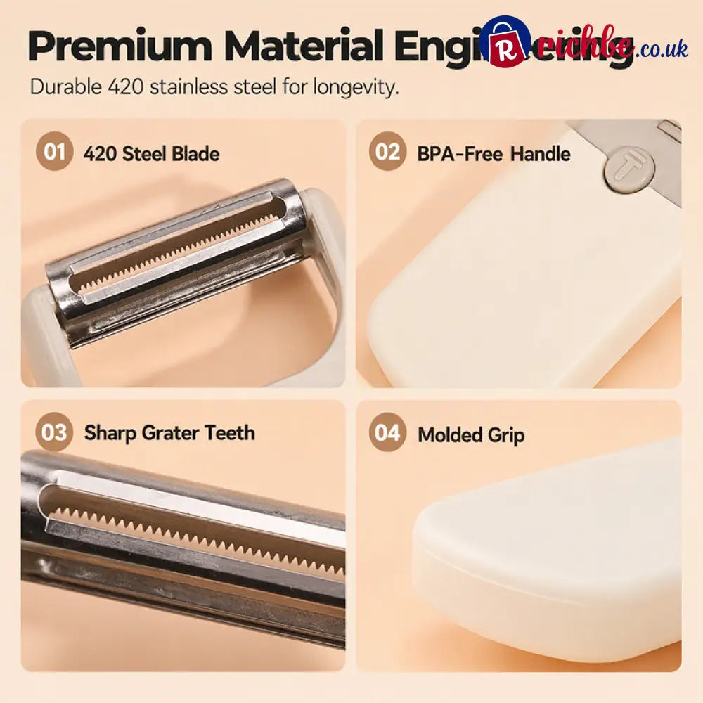 3-in-1 Vegetable Peeler and Grater with 420 Stainless Steel Blades - Tools & Gadgets
