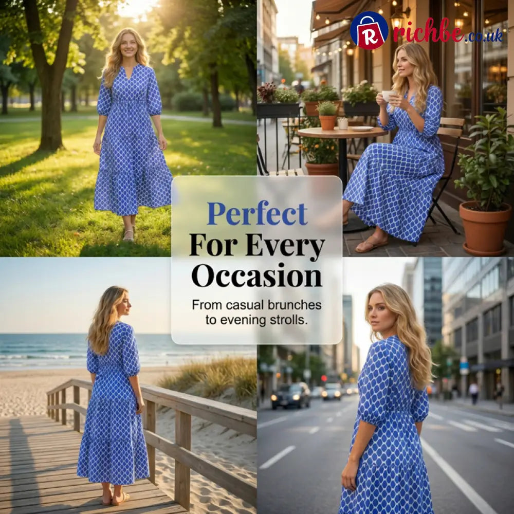 📢📢30% OFF!! ⏰Women’s Casual Bohemian Printed Maxi Dress - Clothing & Accessories