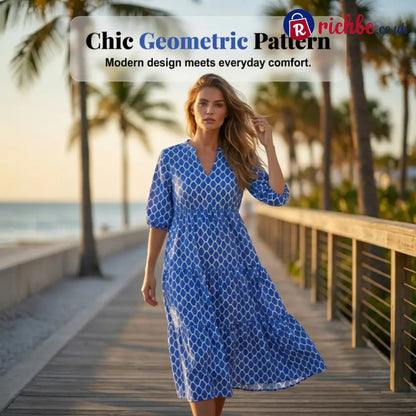📢📢30% OFF!! ⏰Women’s Casual Bohemian Printed Maxi Dress - Clothing & Accessories