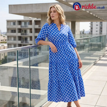 📢📢30% OFF!! ⏰Women’s Casual Bohemian Printed Maxi Dress - Clothing & Accessories