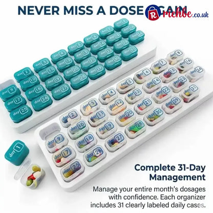 💪31-Day Detachable Monthly Pill Organizer