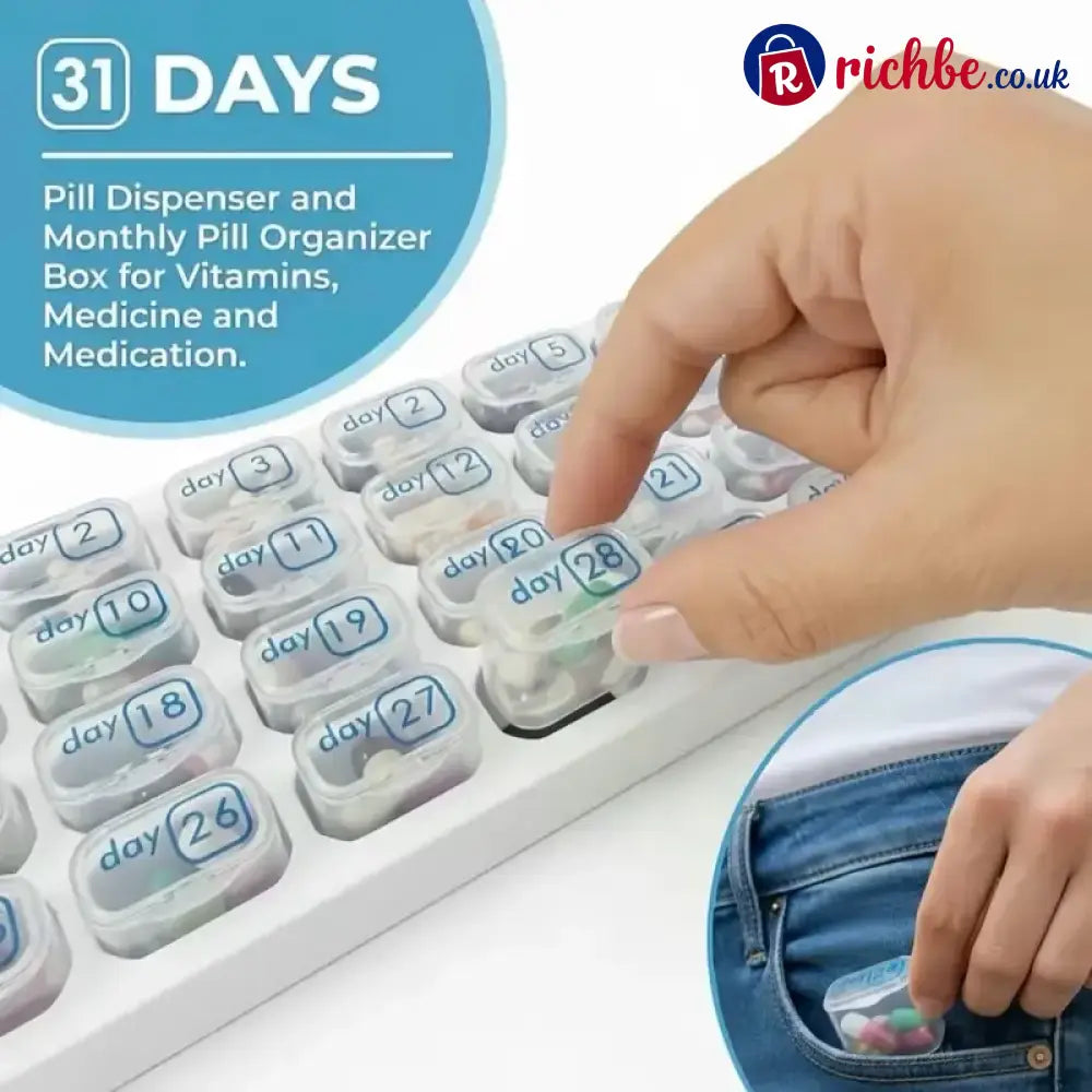 💪31-Day Detachable Monthly Pill Organizer