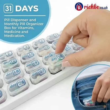 💪31-Day Detachable Monthly Pill Organizer