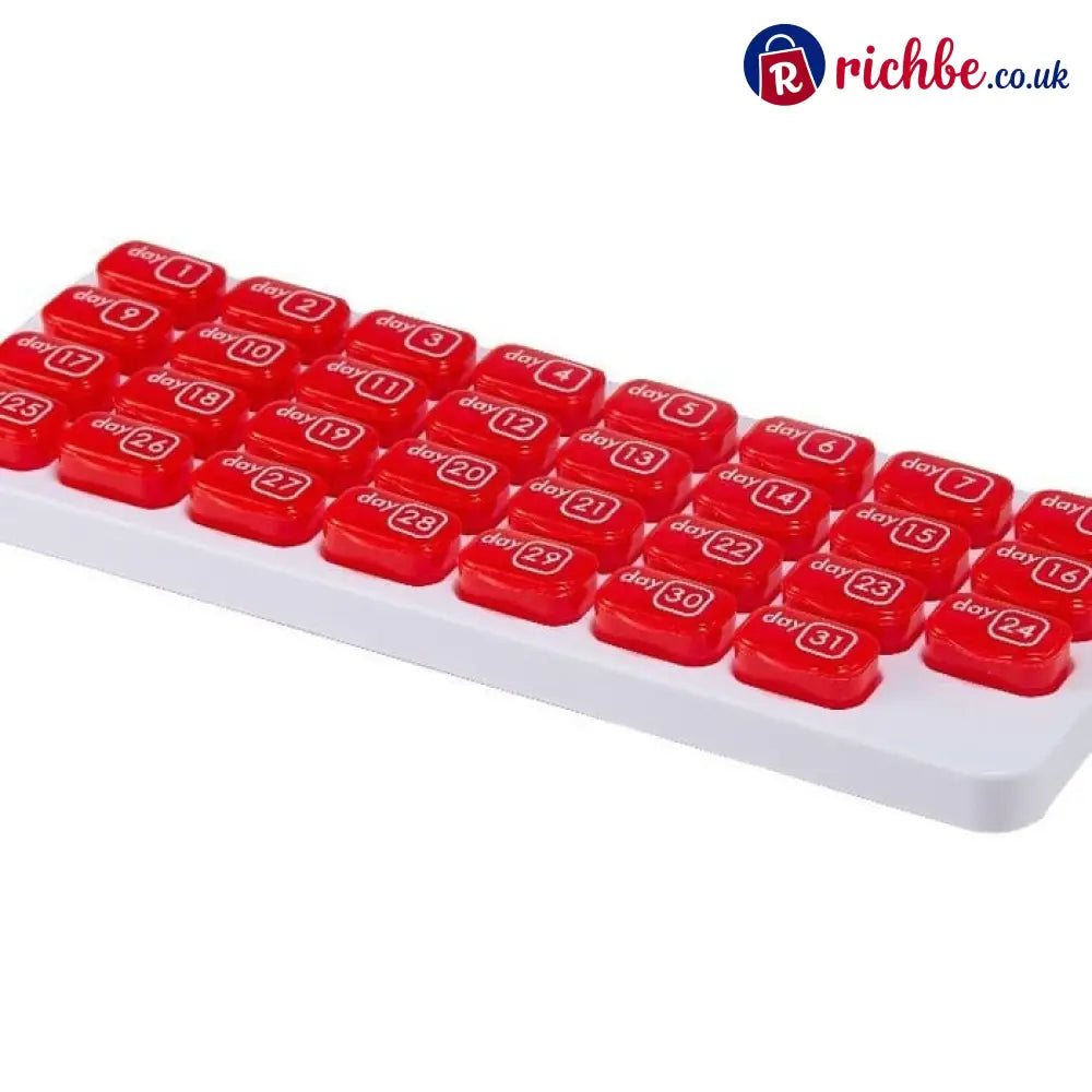 💪31-Day Detachable Monthly Pill Organizer - Red
