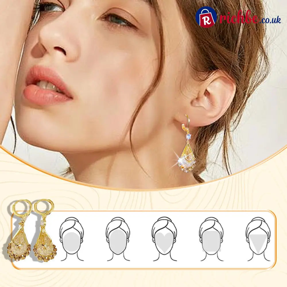 📢📢33% OFF!! ⏰Women’s Gold-Plated Teardrop Earrings - Clothing & Accessories