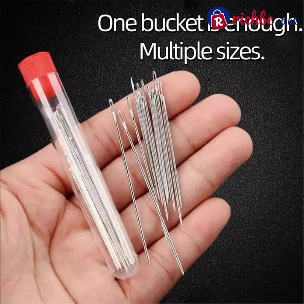 🧵34PCS Big Eye Steel Needles Set ✨Long & Thin Handmade Quilting & Sewing Needles Kit for DIY Sewing Projects