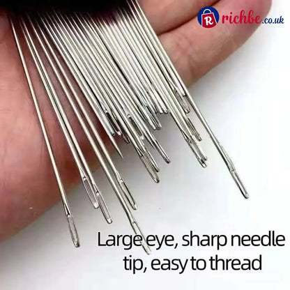 🧵34PCS Big Eye Steel Needles Set ✨Long & Thin Handmade Quilting & Sewing Needles Kit for DIY Sewing Projects