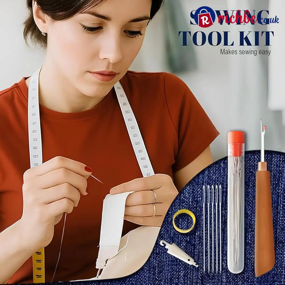 🧵34PCS Big Eye Steel Needles Set ✨Long & Thin Handmade Quilting & Sewing Needles Kit for DIY Sewing Projects