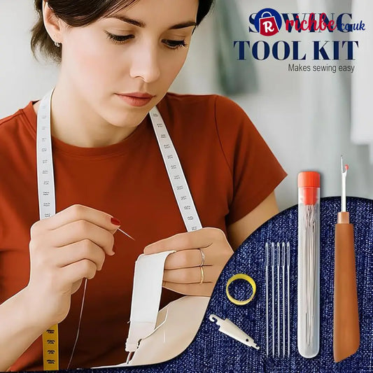 🧵34PCS Big Eye Steel Needles Set ✨Long & Thin Handmade Quilting & Sewing Needles Kit for DIY Sewing Projects