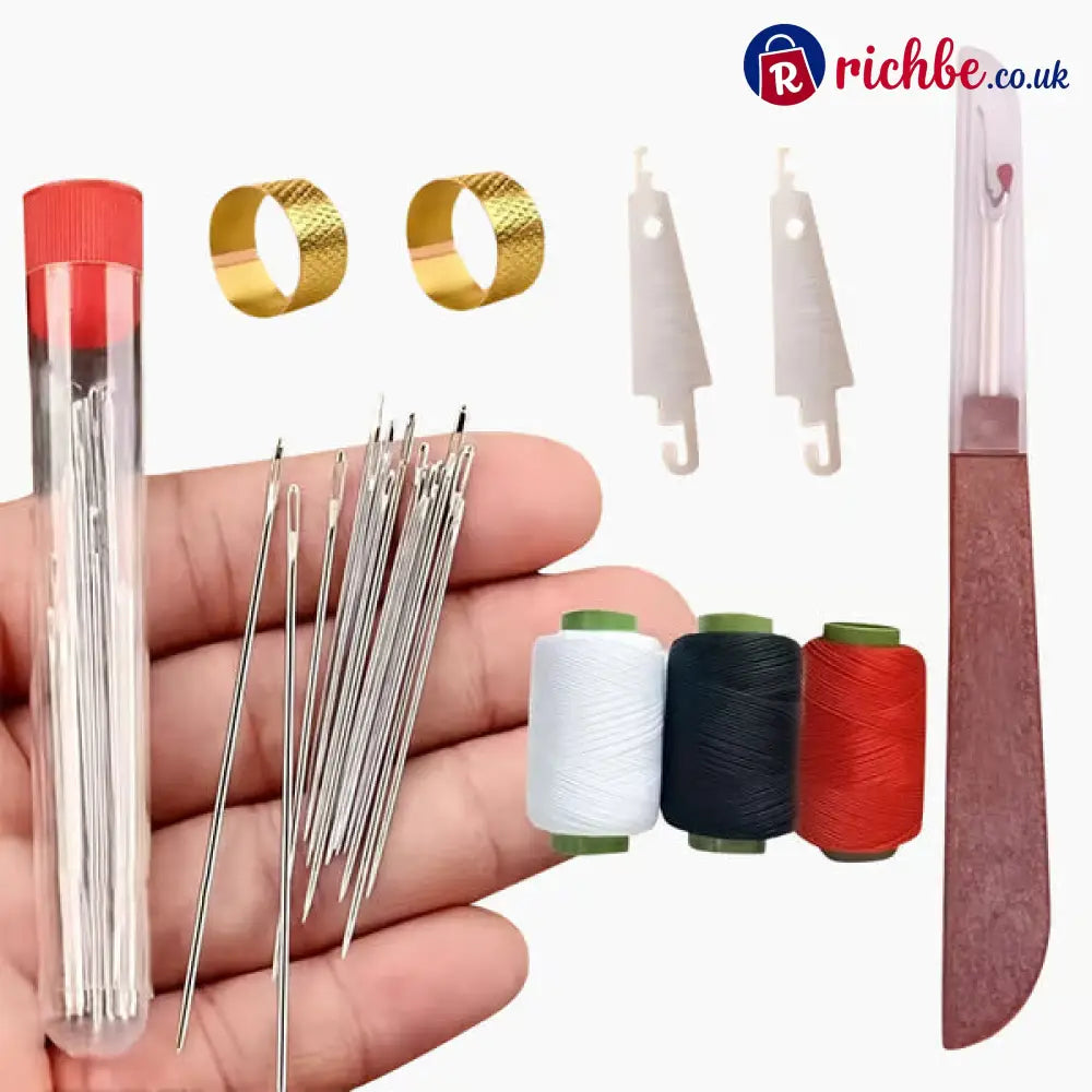 🧵34PCS Big Eye Steel Needles Set ✨Long & Thin Handmade Quilting & Sewing Needles Kit for DIY Sewing Projects - Buy 1 Set