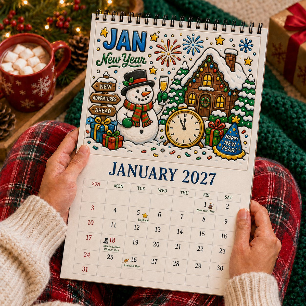 🔥🎨Color The Year 2027: Trace-By-Groove Creative Calendar📅| Seasonal Guided Coloring Wall Calendar With Markers