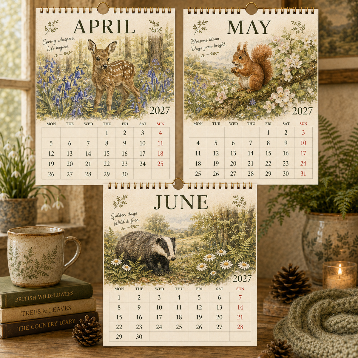 🦊2027 British Woodland Calendar｜A4 Hanging Calendar