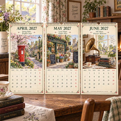 🗝️✨A Year of British Nostalgia — 2027 A4 Wall Calendar