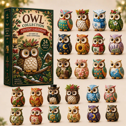 CHRISTMAS KICKOFF 49% OFF - Whimsical Owls Advent Calendar 2026 - 24-Day Festive Countdown, Acrylic Charms Blind Box - Gift For Animal Lovers