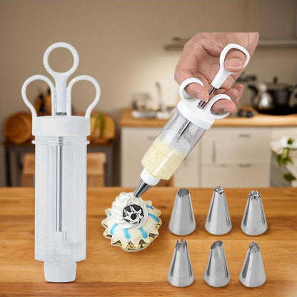 ⏳ Last Day Special Price £10.99! ⏰Stainless Steel Cake Decorating Gun Kit – Complete Frosting Piping Set with 18 Tips & Nozzles – Decorate Inside & Out ✨
