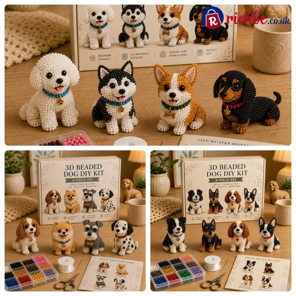 🐾 3D Beaded Pet DIY Kit - Dog Style Set 1 + 2 + 3 (3-Piece Set)