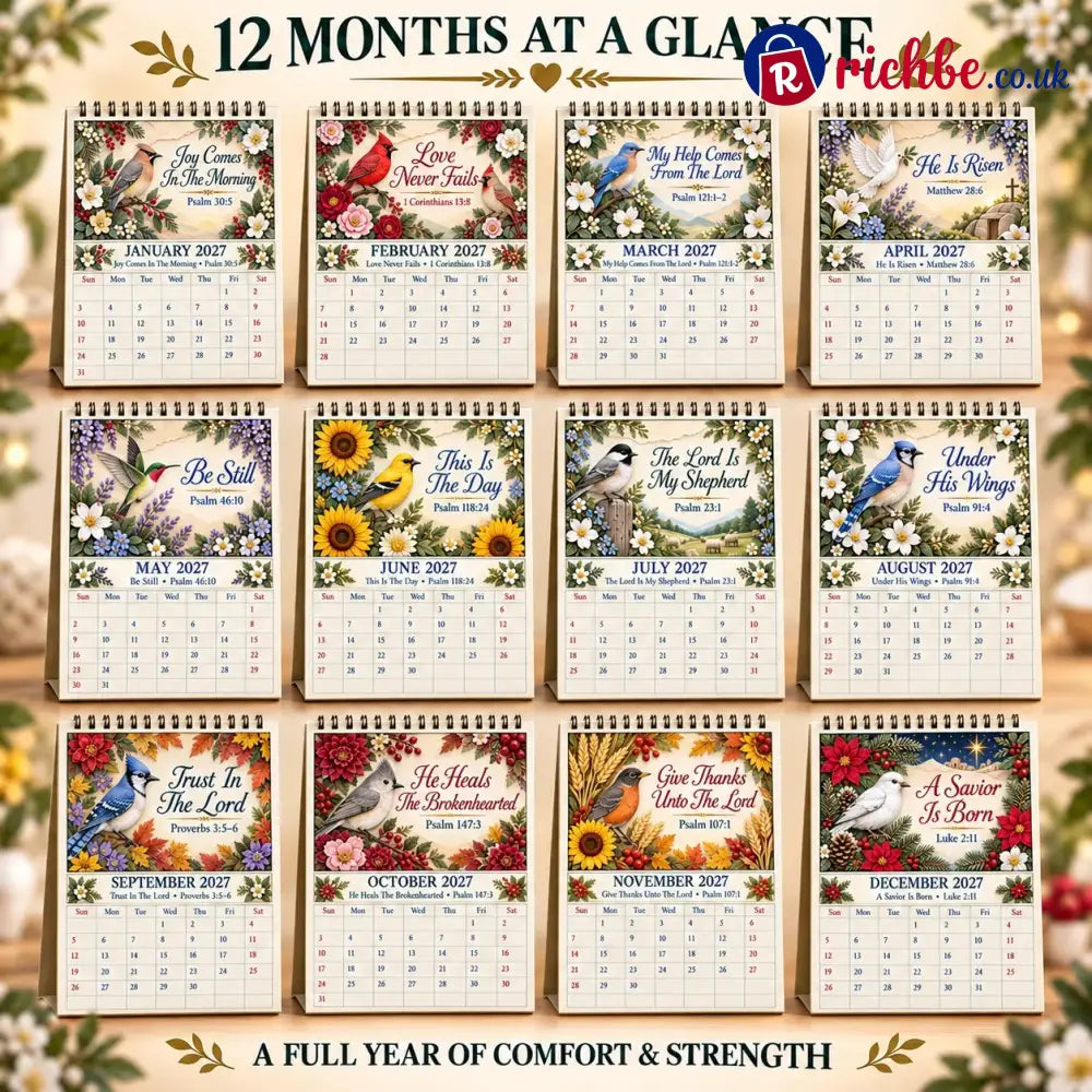 ✝️ 3D Christian Calendar 2027 | 12 Scripture Designs with Nature Scenes Birds & Flowers for Faith-Filled Homes &