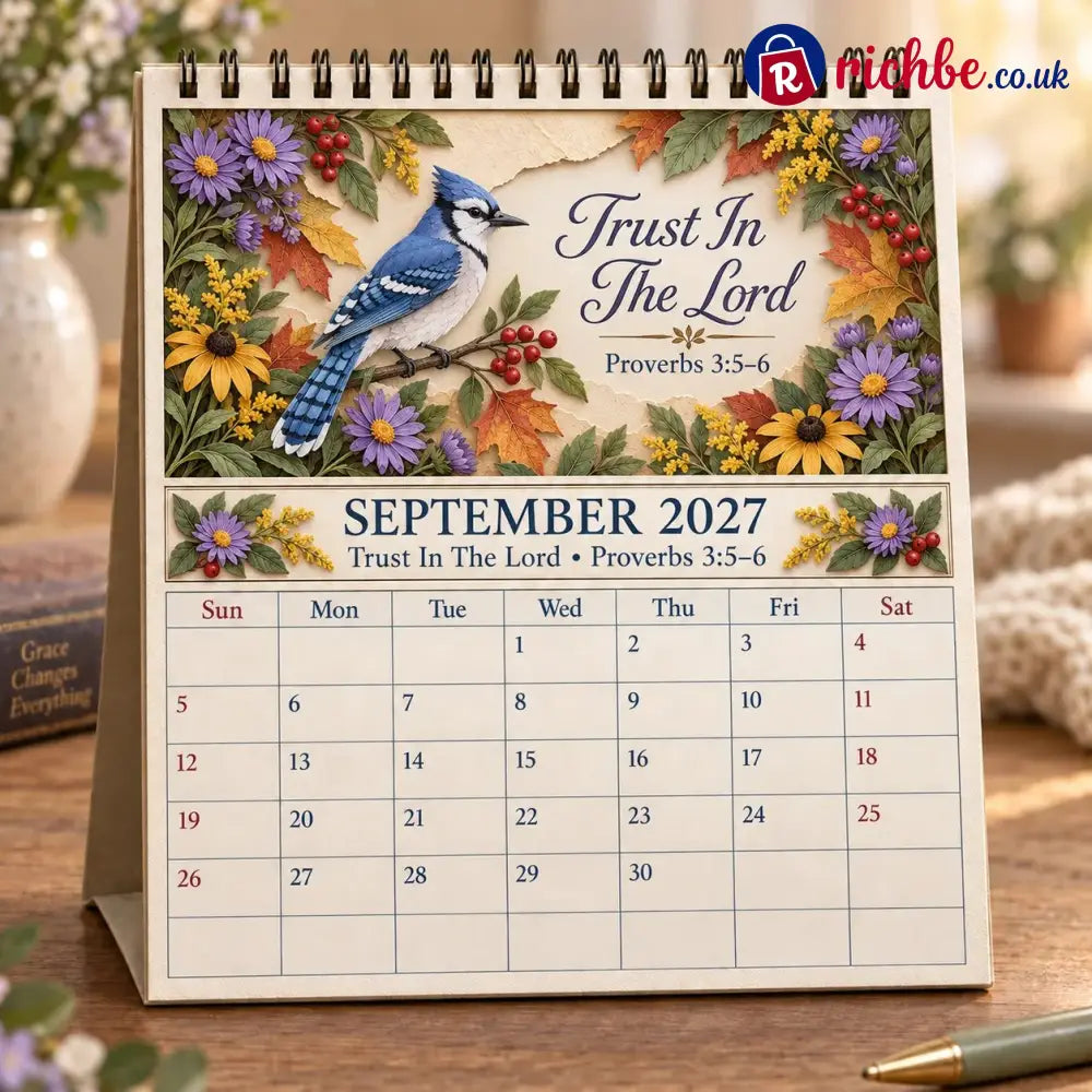 ✝️ 3D Christian Calendar 2027 | 12 Scripture Designs with Nature Scenes Birds & Flowers for Faith-Filled Homes &