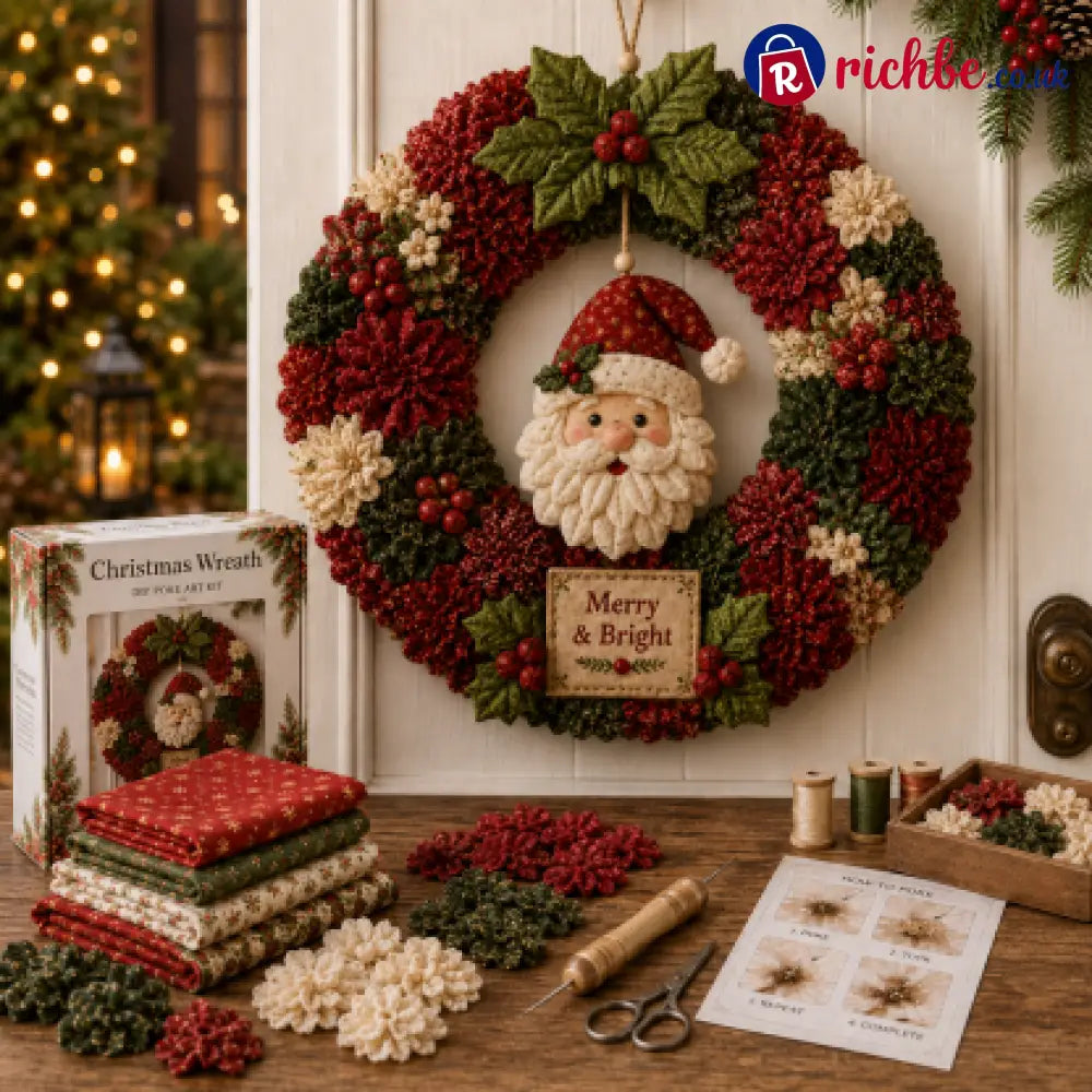 🔥49% Off Last Day - BUY 2 GET 1 FREE🔥🎄 3D Fabric Poke Wreath DIY Kit2